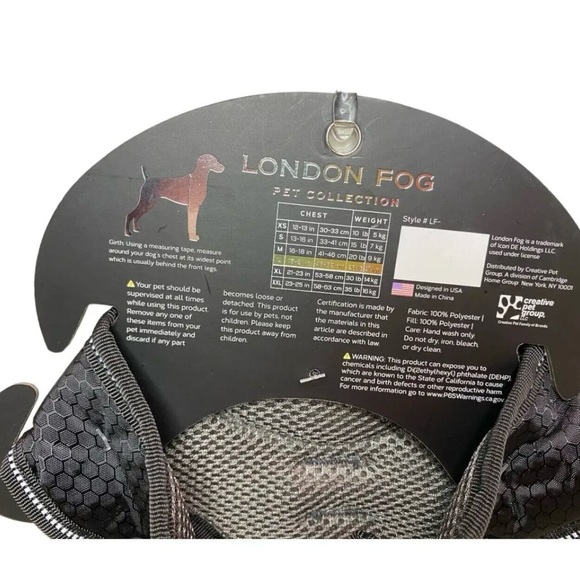 London Fog Pet Collection Designer Dog Harness Gray/Black size Large (30 lbs.) - Picture 3 of 3